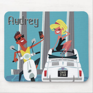 Roman Holiday Fiat Scooter. Gepersonaliseerd Muismat