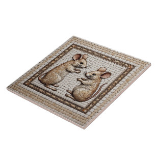 Roman Mosaic Style Muizen Keramische Tegel Tegeltje