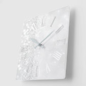 Roman Numbers Silver Gray Glitter Glam Vierkante Klok (Hoek)