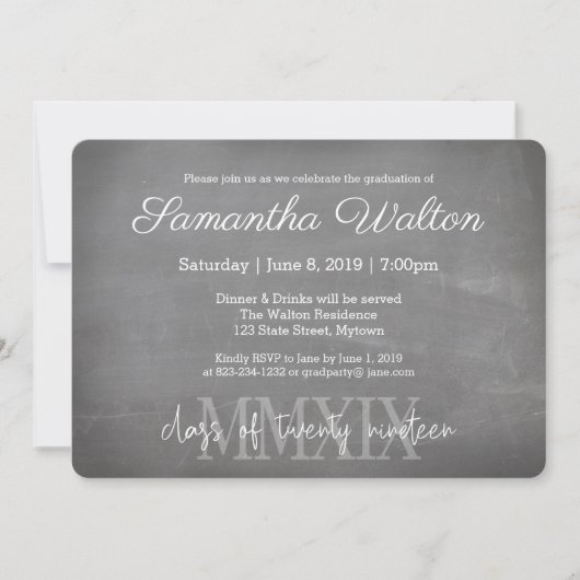 Roman Numeral 2019 Graduation Party Invitation | (Voorkant)