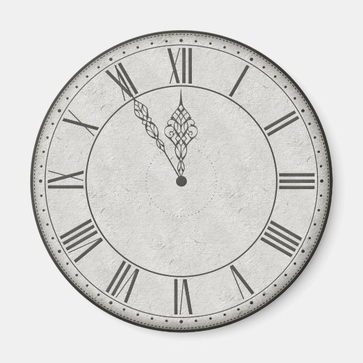 Roman Numerieke Klok Gezicht B&W Magneet (Voorkant)