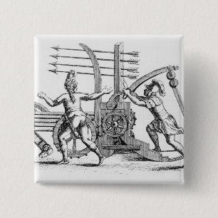 Roman oorlogsmachine voor het vuren van speren vierkante button 5,1 cm