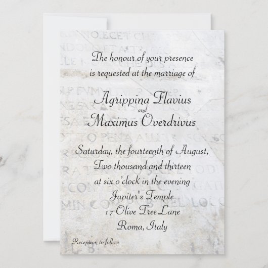 Roman Thgerespecteerde Wedding Invitation Kaart (Voorkant)