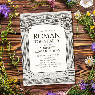 Roman Toga Party Invitation avec colonnes élégante
