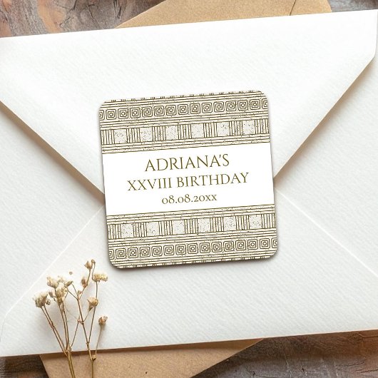 Roman Toga Party met elegante tempelkolommen Vierkante Sticker