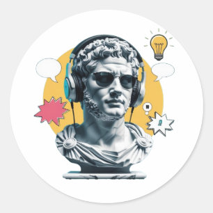 Roman Vibes - Poster voor Moderne Kunst Ronde Sticker