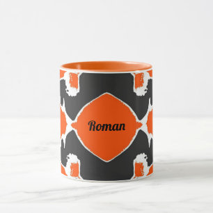 ROMAN ~ Zany 3D ~ Zwart Wit Sinaasappel Mok
