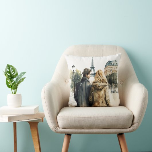 Romance à l'aquarelle à Paris Coussin jetable pour (Chaise)