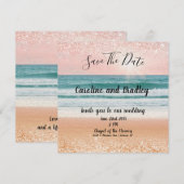 Romance au bord de la mer : Élégant faire-part de  (Devant / Derrière)
