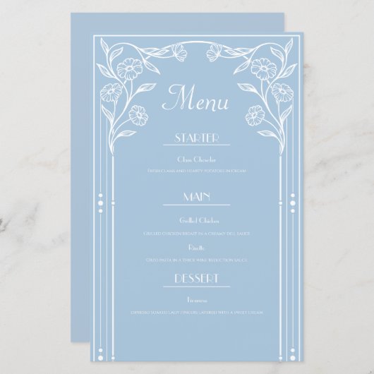 Romance Bleu Clair et Menu de sophistication vinta (Devant / Derrière)