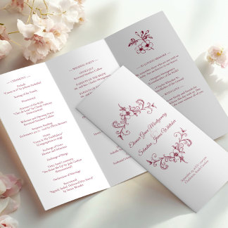 Romance Bourgondië Wedding Trifold Programma