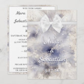 *~ Romance Bow AR26 Flower QR RSVP Wedding Kaart (Voorkant / Achterkant)