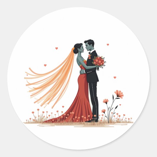 Romance bruidspaar Sticker (Voorkant)