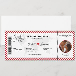 Romance de Carte d'Embarquement Motif Rouge Mariag