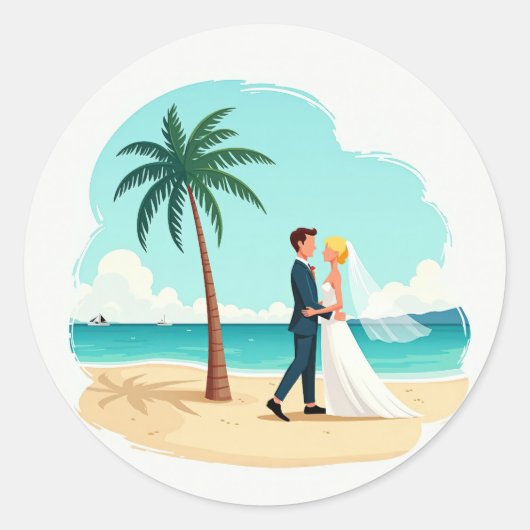 Romance door de oceaan ronde sticker (Voorkant)
