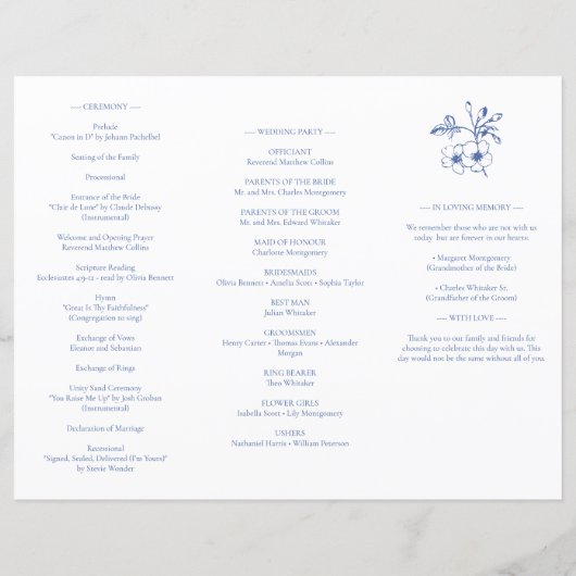  Romance Dusty Blue Wedding Trifold Programma (Achterkant)