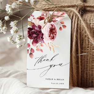 Romance Elegant Waterverf Floral Hartelijk dank Cadeaulabel