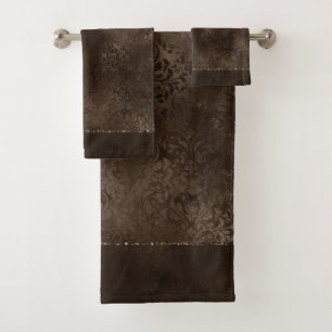 Romance en bronze de minuit Satiny Grunge Damask