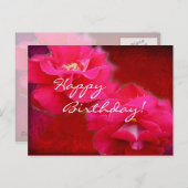 Romance et Roses rouges - Carte d'anniversaire (Devant / Derrière)