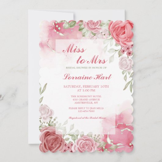 Romance Floral Bridal Show Invitation (Devant)