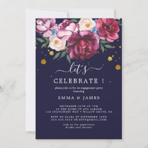 Romance Floral Invitation grise "Célébrons"