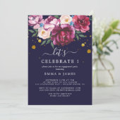 Romance Floral | Invitation grise "Célébrons" (Debout devant)