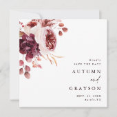 Romance Floral Wedding Photo Square Save The Date (Voorkant)