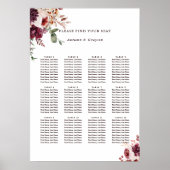 Romance Floral Wedding Seating Chart Poster (Voorkant)