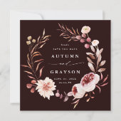 Romance Floral Wreath Weddenschap Foto Save The Date (Voorkant)