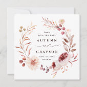 Romance Floral Wreath Weddenschap Foto Save The Date (Voorkant)