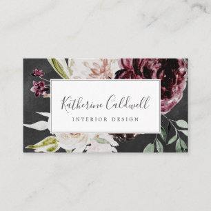 Romance florale   Carte de visite gris