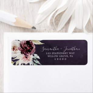 Romance florale Étiquette de l'adresse de retour