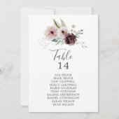 Romance florale Numéro de tableau Sièges Cartes gr (Dos)