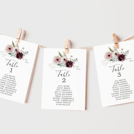Romance florale Numéro de tableau Sièges Cartes gr