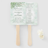 Romance Greenery Wedding Wedding Programme Handwaaier (Voorkant en achterkant)
