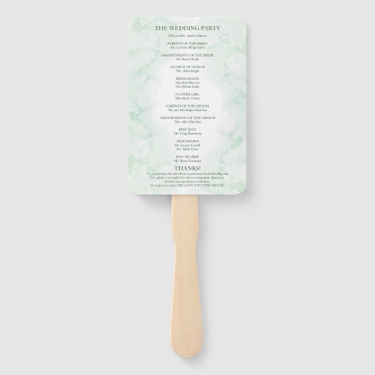 Romance Greenery Wedding Wedding Programme Handwaaier (Achterkant)