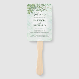 Romance Greenery Wedding Wedding Programme Handwaaier