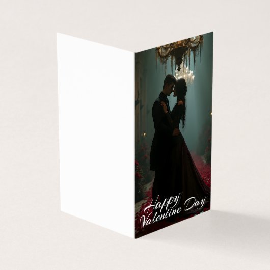 Romance in de Roos Hall voor Valentijnsdag Kaart (Buitenkant)