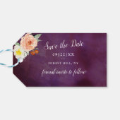 Romance in het Bloom Wedding sparen de Datum Cadeaulabel (Achterkant Horizontaal)
