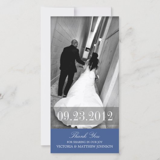 ROMANCE IN NAVY BLUE | BRUILOFT BEDANKT KAART (Voorkant)