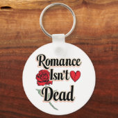 "Romance Isn't Dead" with Red Rose and Heart Sleutelhanger (Achterkant)