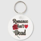 "Romance Isn't Dead" with Red Rose and Heart Sleutelhanger (Achterkant)