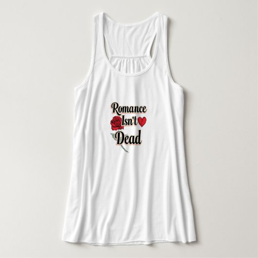 "Romance Isn't Dead" with Red Rose and Heart Tanktop (Design voorkant)