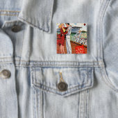 Romance marine vierkante button 5,1 cm (In situ)