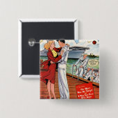 Romance marine vierkante button 5,1 cm (Voorkant /achterkant)