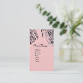 ROMANCE MONOGRAM, zwart en roze Visitekaartje (Staand voorkant)