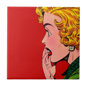 Romance Novel Girl Comic Art Tegeltje