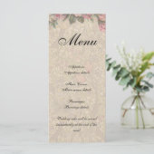  Romance paar Antiek Rozen bruiloft Menu (Staand voorkant)