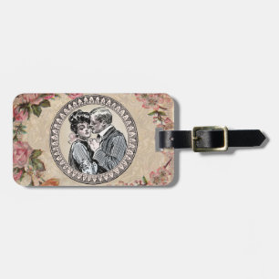 Romance paar: Antiek Rozen Girly Love Bagagelabel