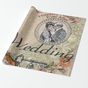  Romance paar: Antiek Rozen Girly Love Cadeaupapier